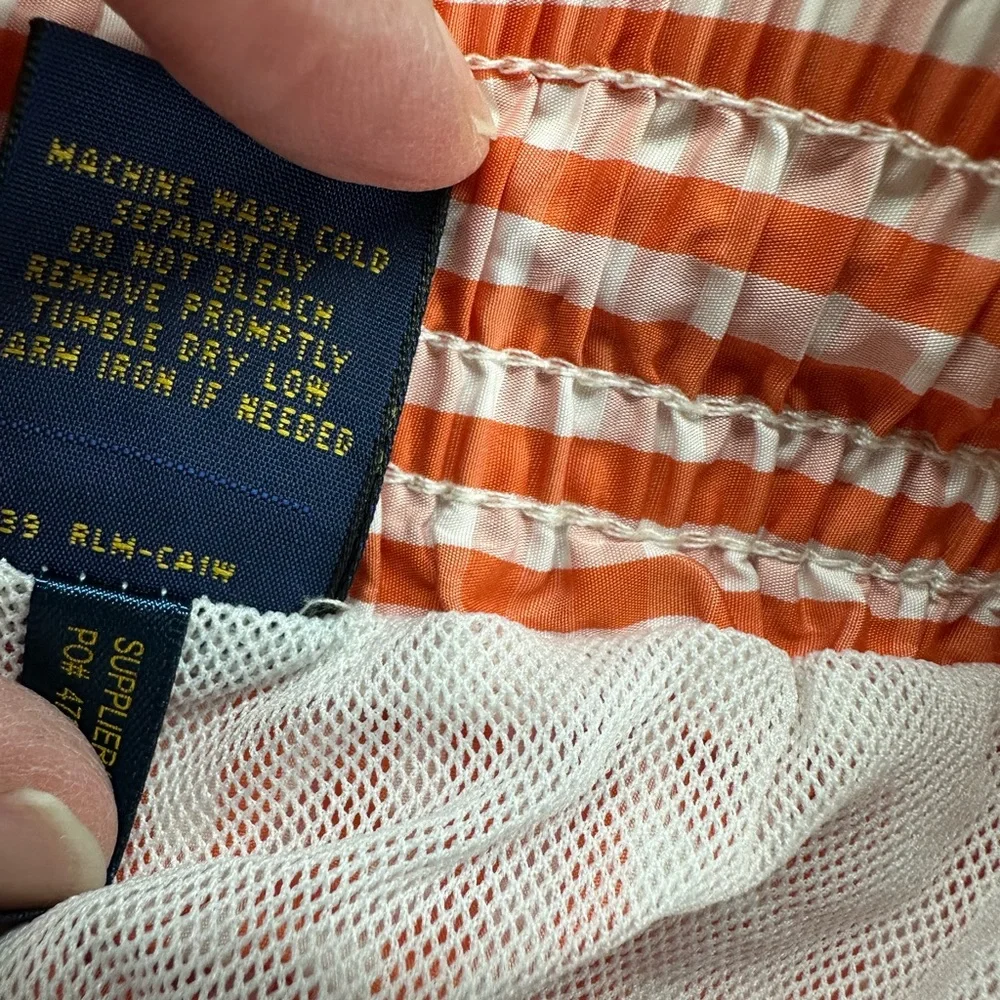 Polo Ralph Lauren Swim Shorts Mens XL Orange White Gingham‎ Check Mesh Lined